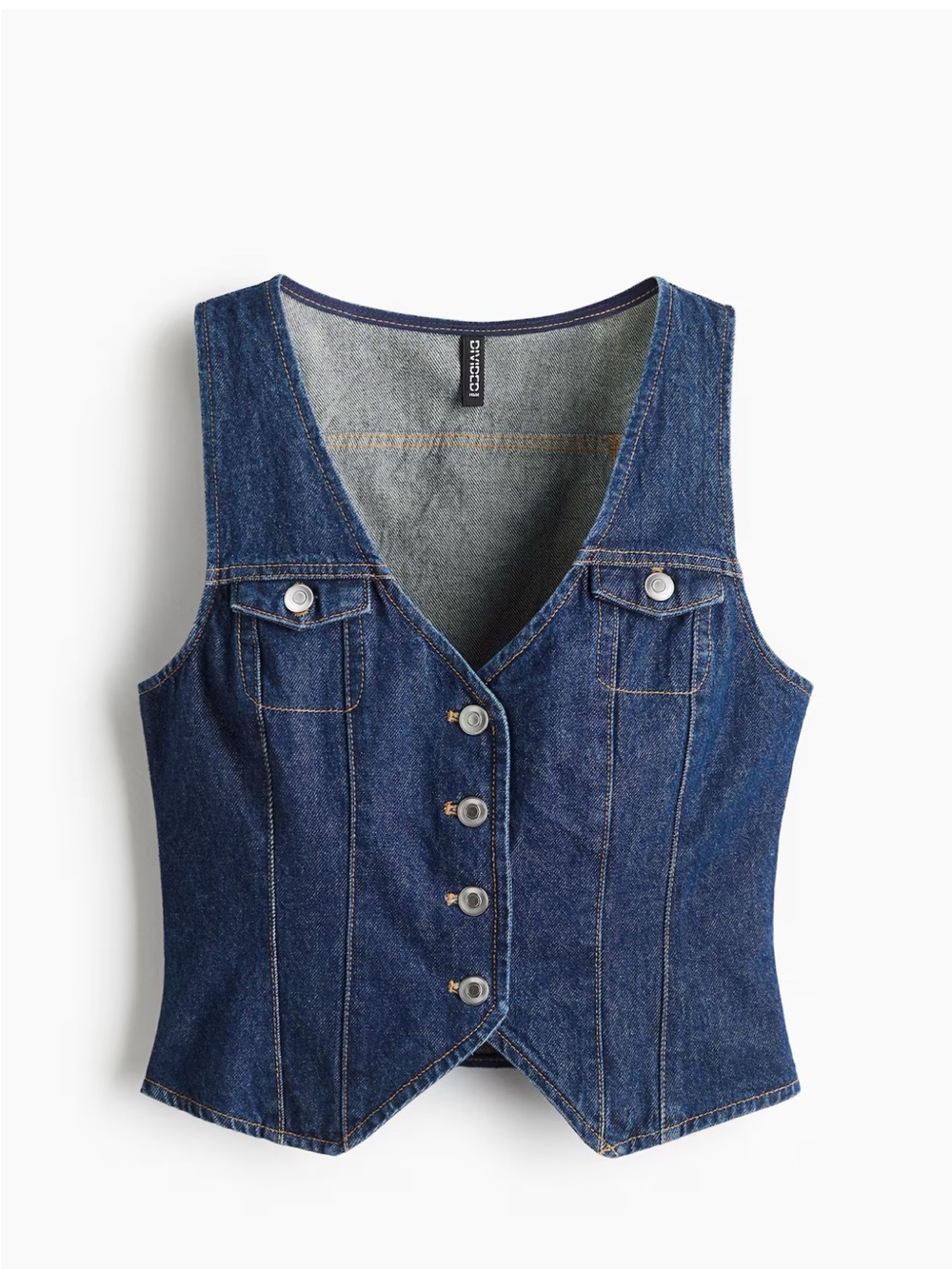 H&M Dark Blue Denim Button-Front Vest